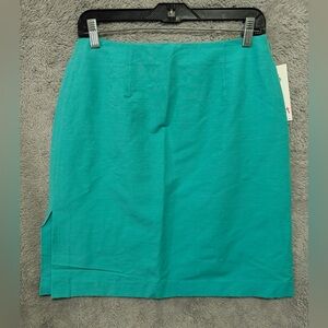 Lilly Pulitzer Vintage Skirt Size 8 Teal Palm Beach Knee Length Straight NEW